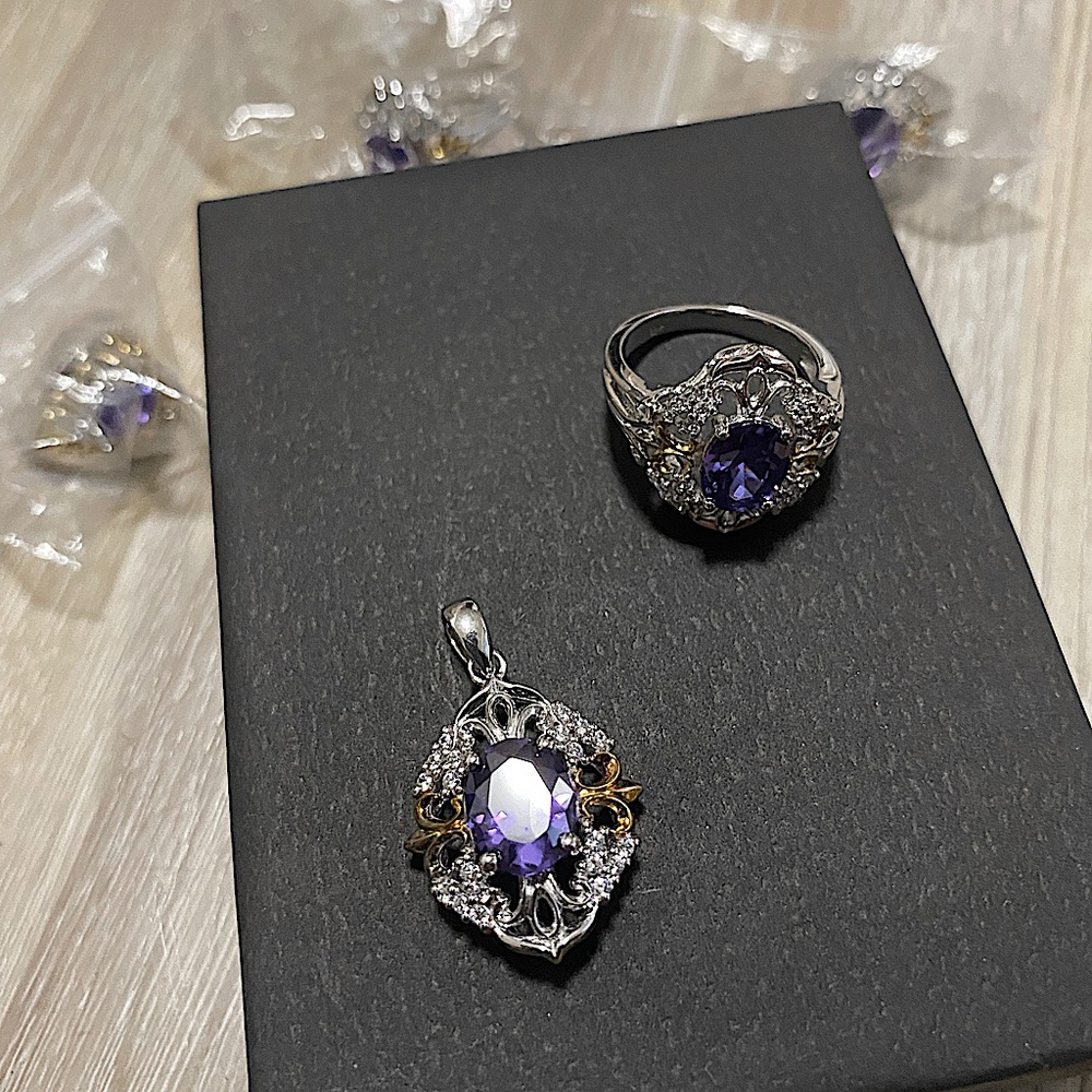 amethyst diamond rings with pendant